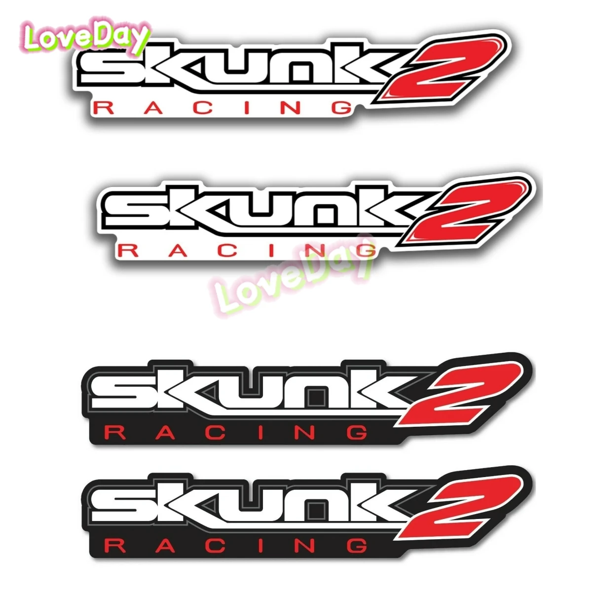 2PCS SKUNK2 Racing Sticker Auto Suspension Racing Helmet Car Window Vinyl Waterproof Decorative Sticker