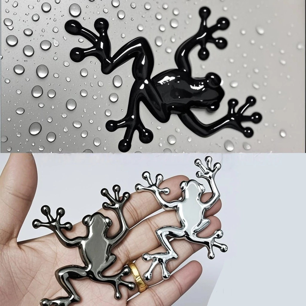 2PCS 3D Metal Chrome Frog Car Emblem,Highly Distinctive car Decals,Car Decal Sticker Side Rear Trunk Decoration Accessories