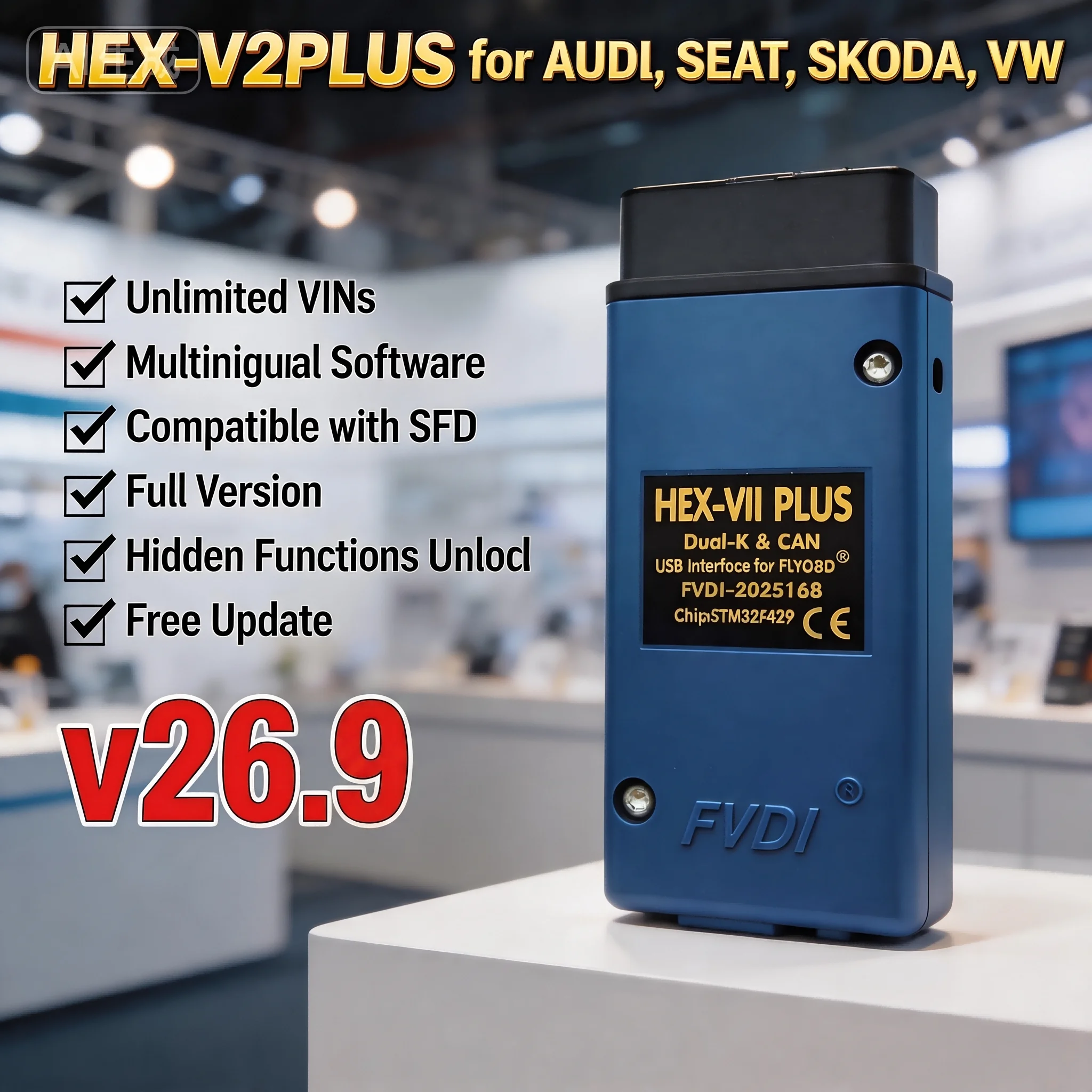 Newest HEX V2 REAL V2PLUS VCDS-CAN VAG OBD2 Diagnostic Cable Multi-Language Full Version VAG-COM Scanner for VW AUDI SKODA SEAT