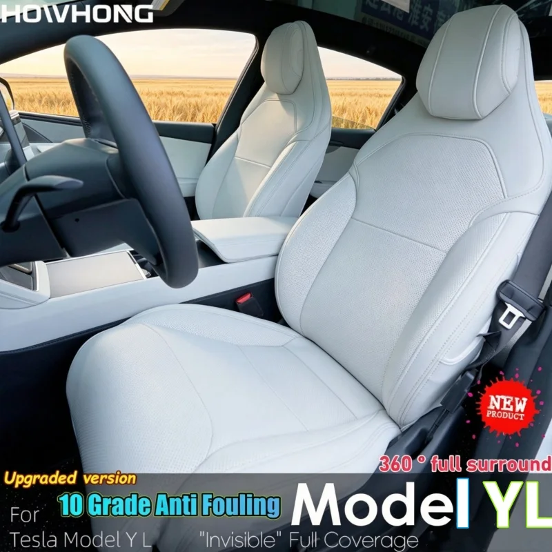 For Tesla Model YL New Car Seat Cover Nappa Leather or 10 Grade Anti Fouling Full Surround Upgrade Cushions Interior Accessories