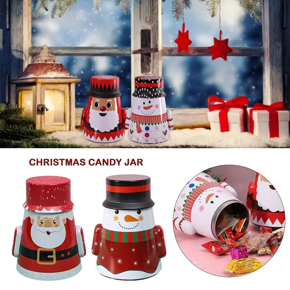 Practical Plastic Christmas Candy Jar Large Capacity Strong Snowman Ornament Storage Box Transparent Plastic Cookie Jars
