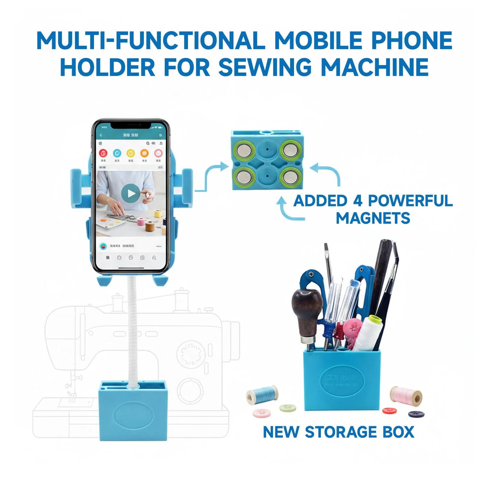Upgraded Shockproof Strong Magnetic Mobile Phone Holder Sewing Machine Universal 360 Degrees Automatic Mobile Phone Holder