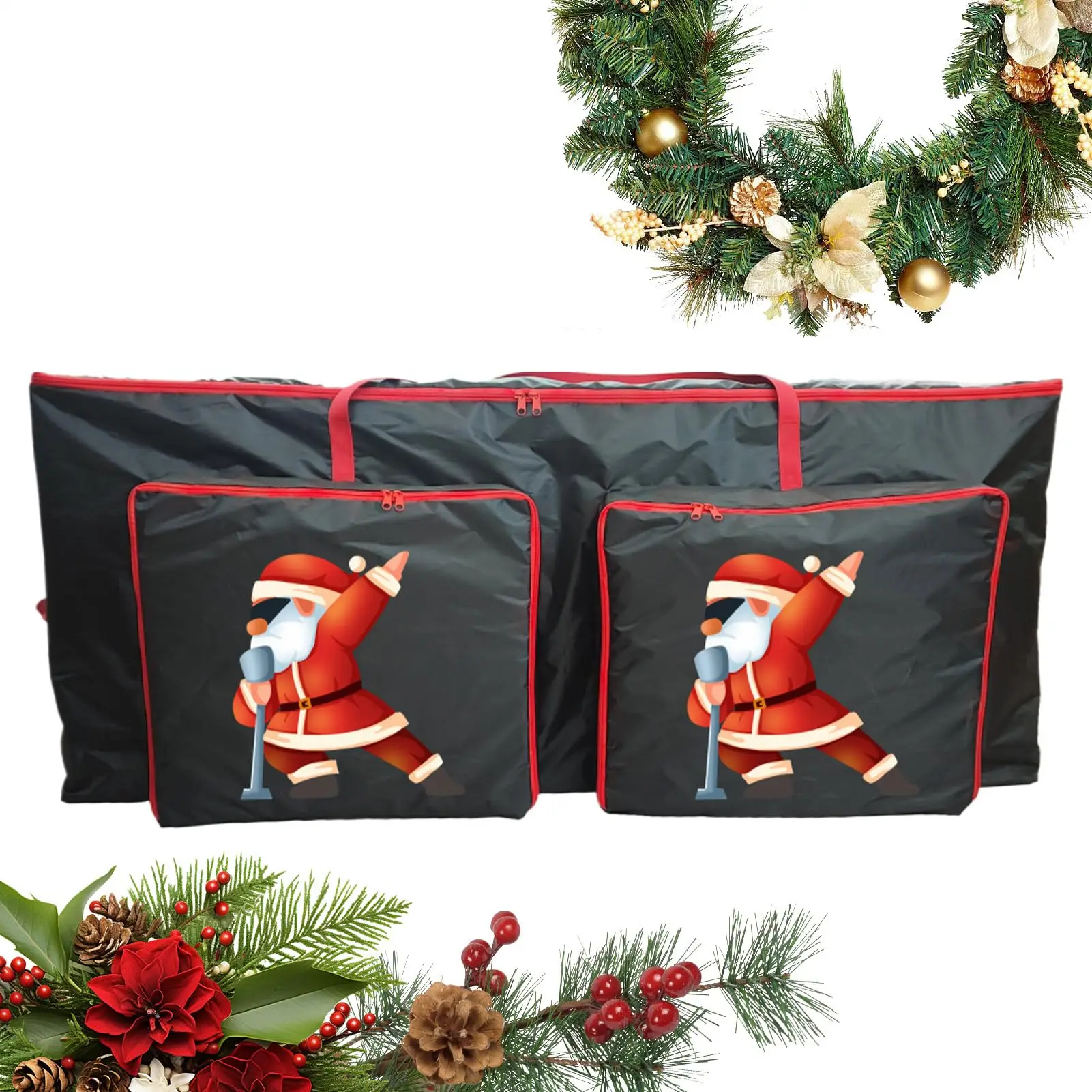 Christmas Tree Storage Bag Foldable Wreath Carry Bag - 210D Oxford Fabric Waterproof Xmas Storage Box for Strong Durable Handles
