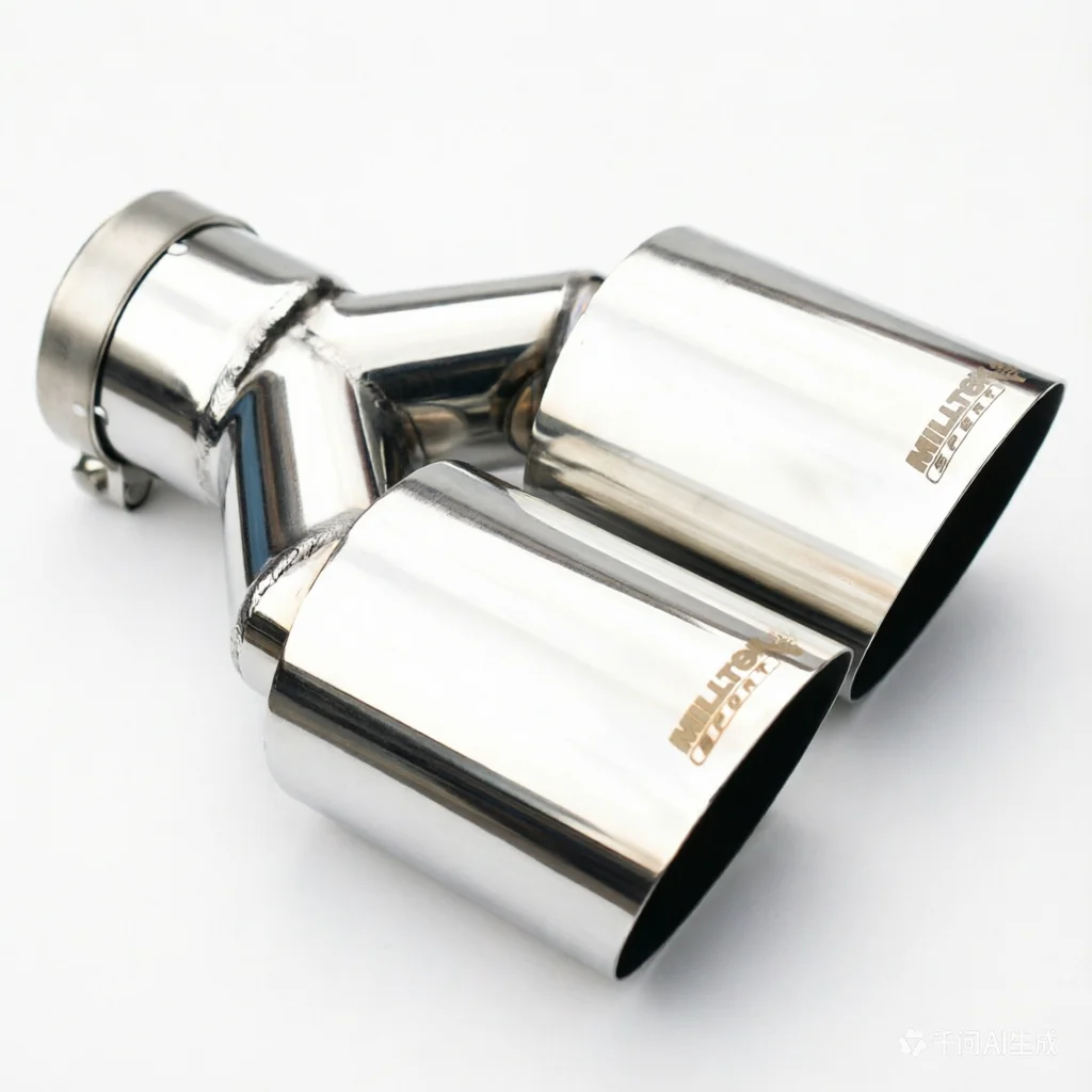 MILLTEK SPORT Dual Exhaust Tip 2.5 Inch Inlet 3 Inch Outlet 9.5 Inch Long Tail Pipe Double Wall Polished 304 Stainless Steel