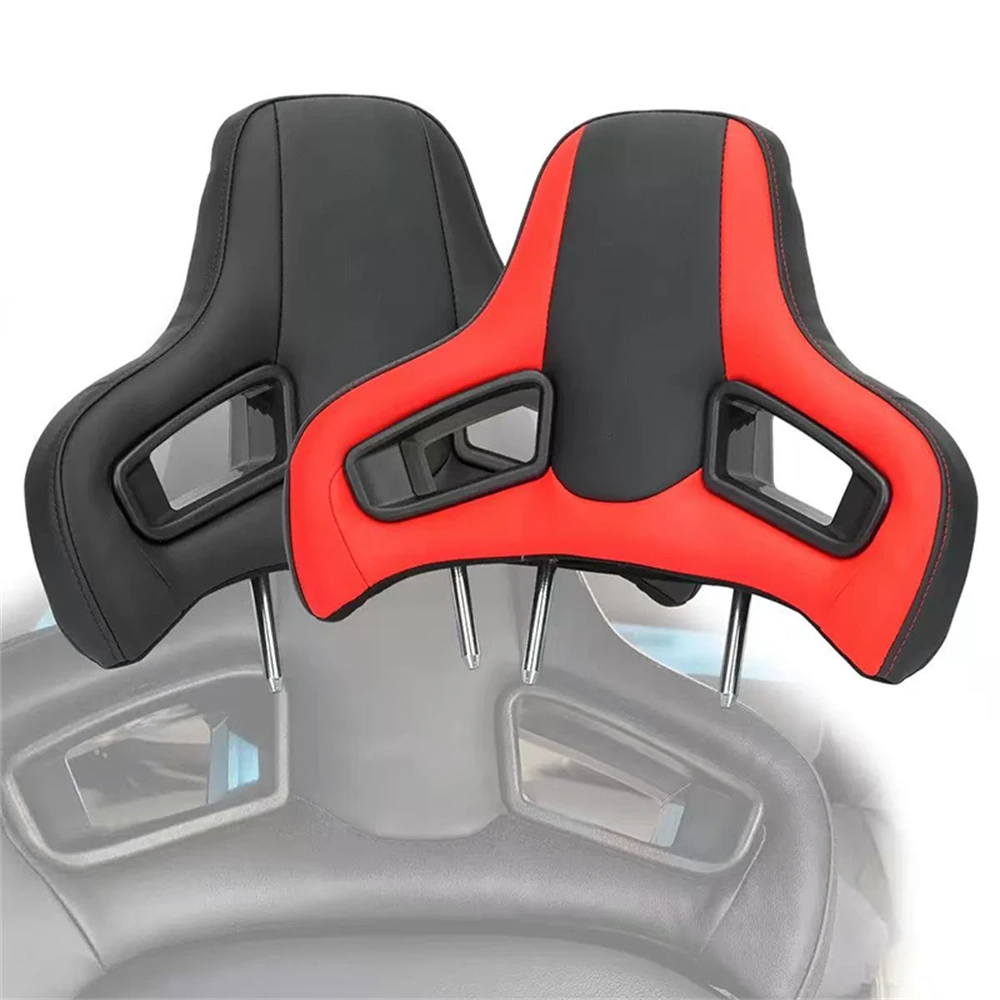 TIYPEOR 1PCS 495MM Sport Modified Seat Headrest PVC Leather Universal Car Racing Seat Headrest with Plug & Play System