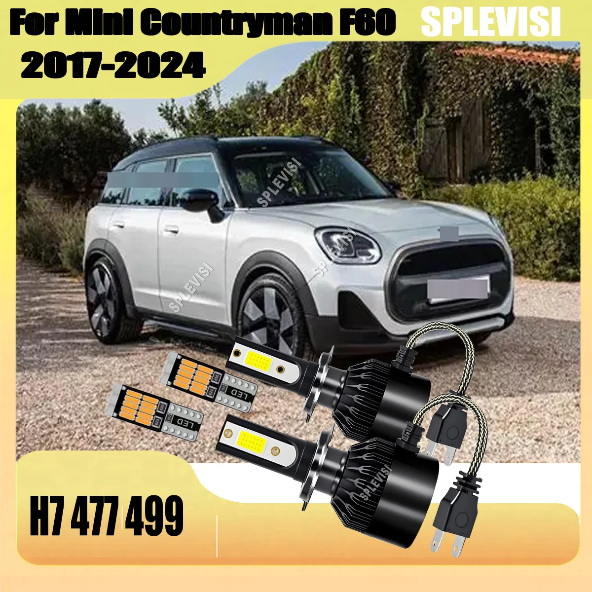 LED White H7 Headlamp High Low Ultra White High Performance Bulb For Mini Countryman F60 2017 2018 2019 2020 2021 2022 2023 2024