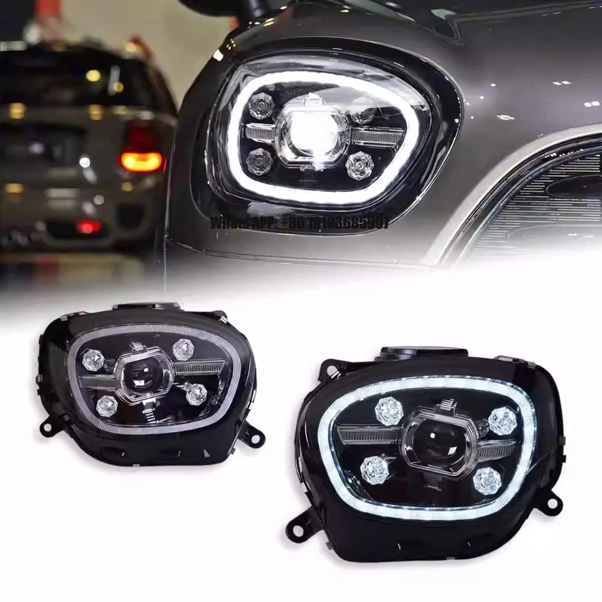 LED Headlights for BMW Mini Countryman F60 Headlights Assembly with Crystal Sequential Turn Signals 2017 to 2023
