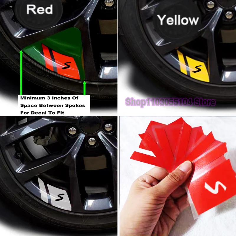 6pcs S Car Wheel Rim Sticker Vinyl Decal For MINI R56 F56 F57 R58 F60 R53 F54 R60