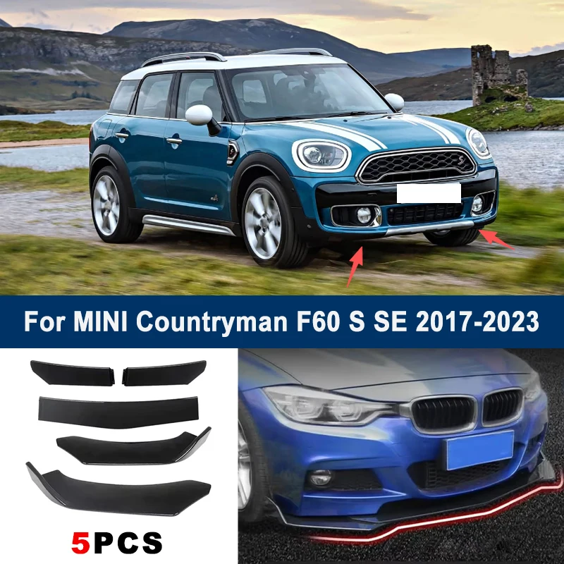 Adjustable 5Pcs Sectional Front Spoiler Lip For MINI Countryman F60 S SE 2017- 2023 Front Bumper Splitter Sport Body Kit
