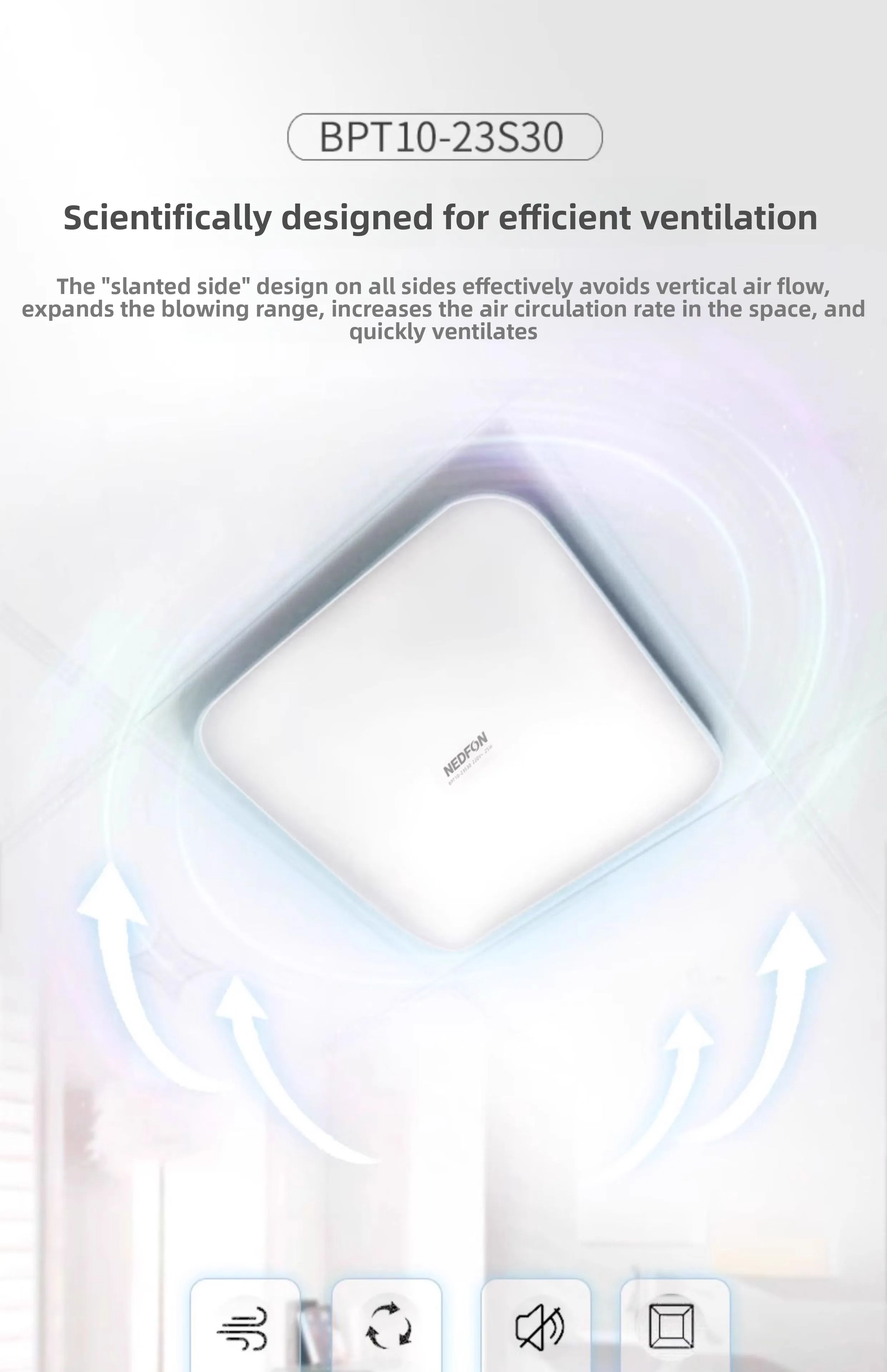 Ultra-thin and powerful integrated ceiling ventilation fan, bathroom, bathroom, kitchen exhaust fan, exhaust home bass