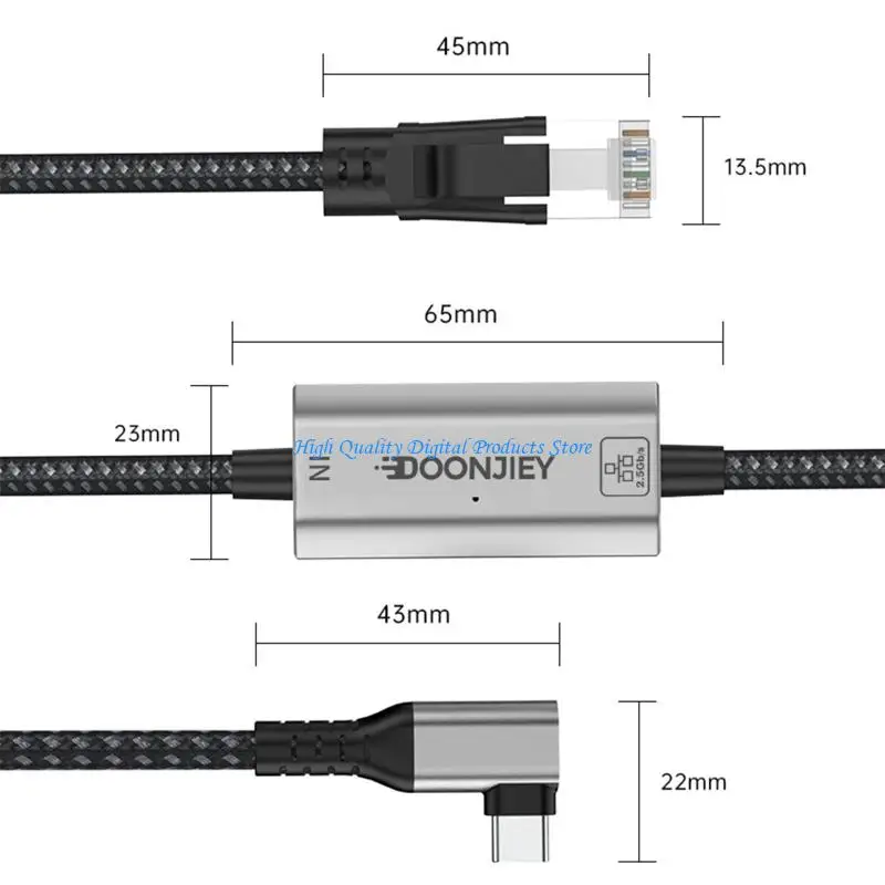 U2JE USB C To RJ45 Ethernet Networking Cable 2.5Gbps Fast Data Transfer For Office Home