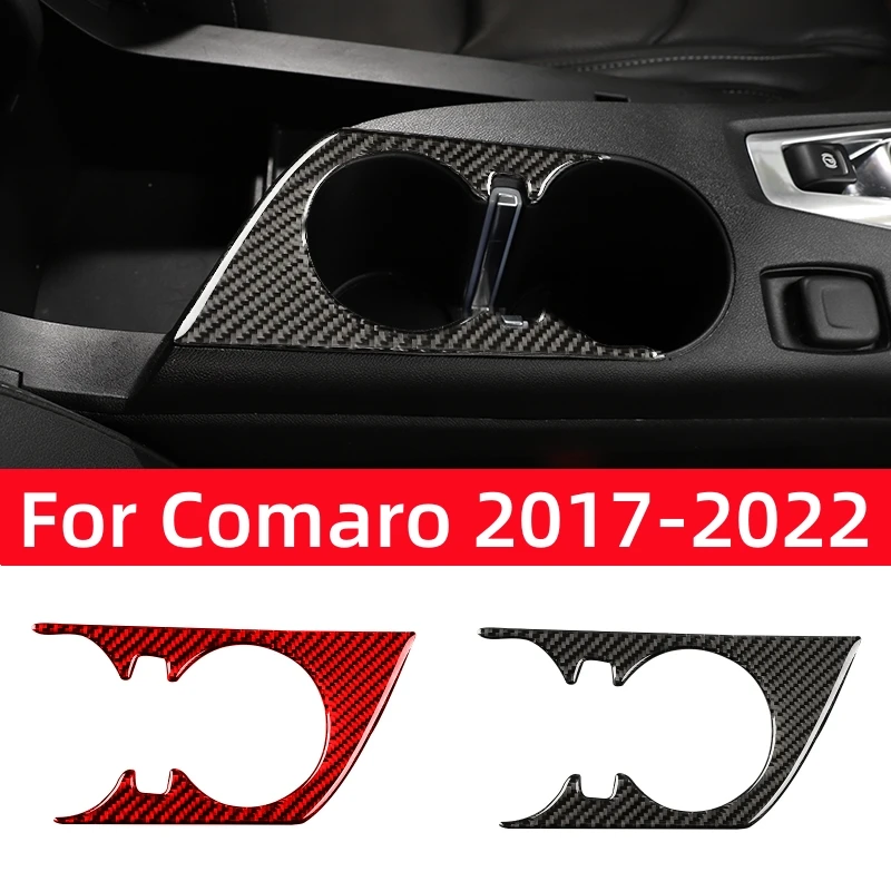 For Chevrolet Camaro 2017-2022 Accessories Interior Real Carbon Fiber  Car Cup Holder Panel Frame Cover Decorative Stickers