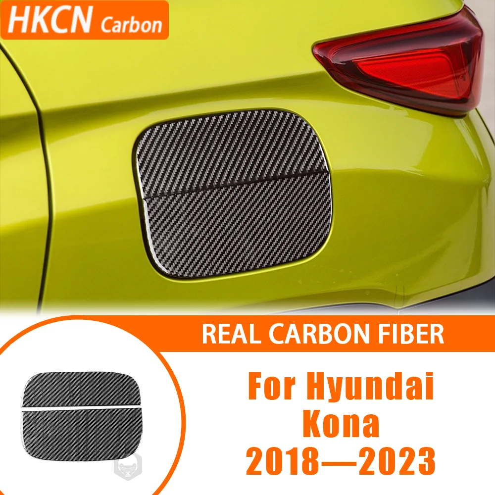 Car Accessories Carbon Fiber Exterior Body Kit Fuel Pad Panel Decals Cover Trim Sticker Modification For Hyundai Kona 2018—2023