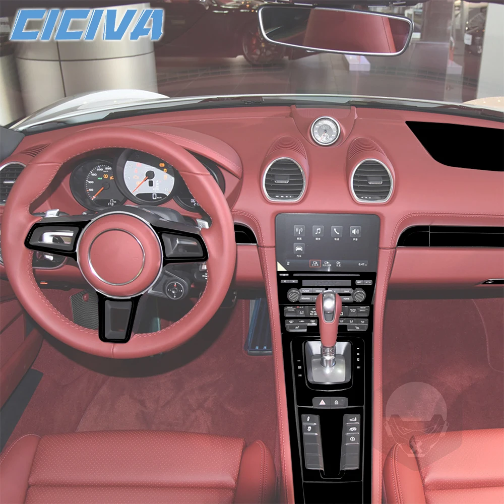 For Porsche Boxster Cayman 718 982 2016-2022 Piano Black Radio Shift Control Panel Car Trim Accessories Sticker