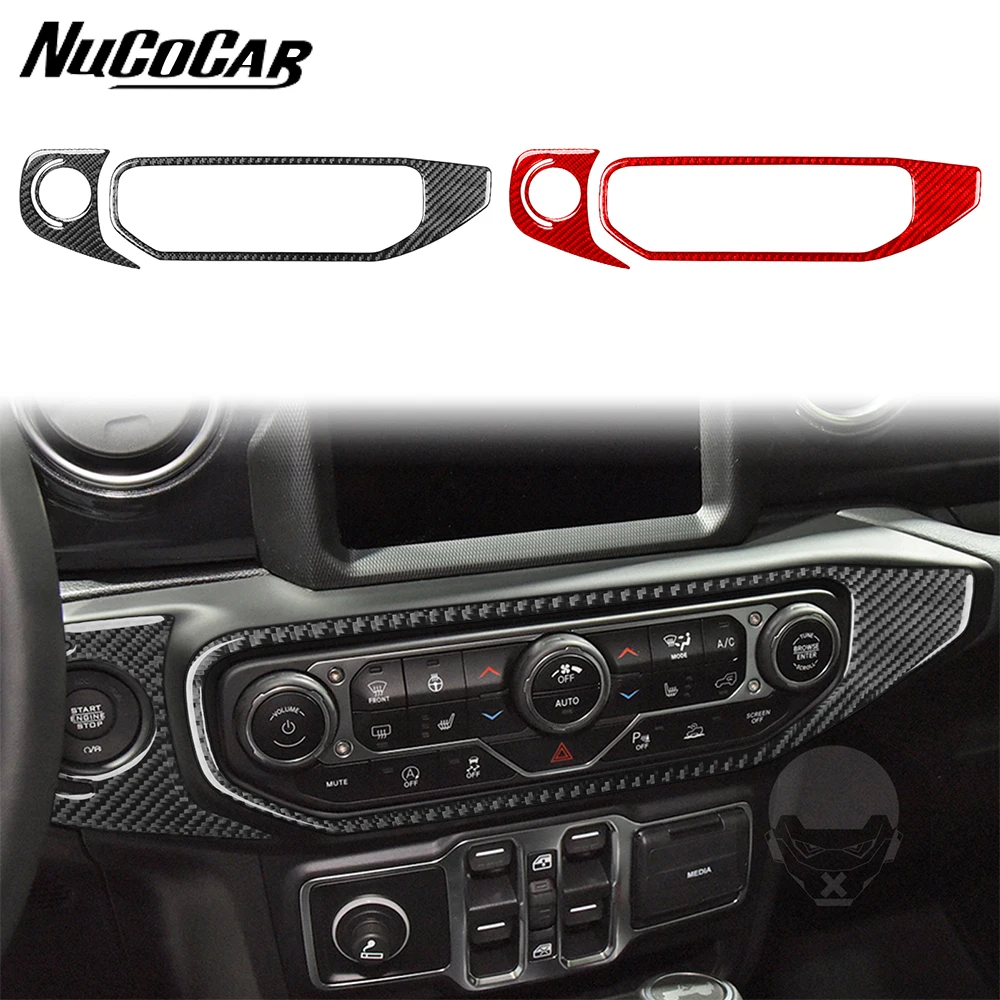 For Jeep Wrangler JL 2018-2023 Gladiator 2020-2023 Carbon Fiber One Touch Start Climate Control Car Interior Accessories Sticker