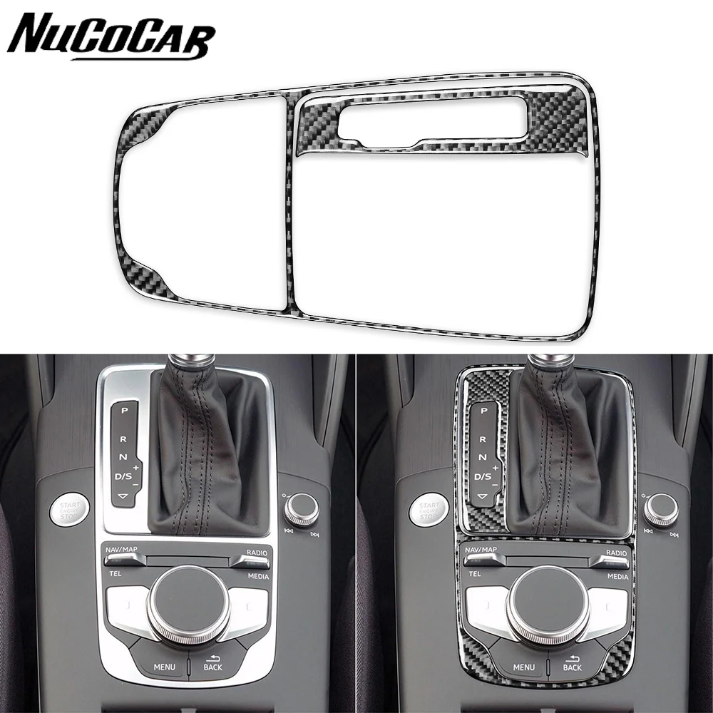 For Audi A3 S3 RS3 8V 2013-2019 Carbon Fiber Centre Gear Shift Panel Trim Cover Car Interior Accessories Decorative Stickers