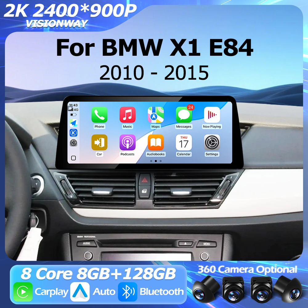 For BMW X1 E84 2010-2015 CIC System Without Original Screen Android 16 2400*900P Auto Wireless Carplay Multimedia Player BT