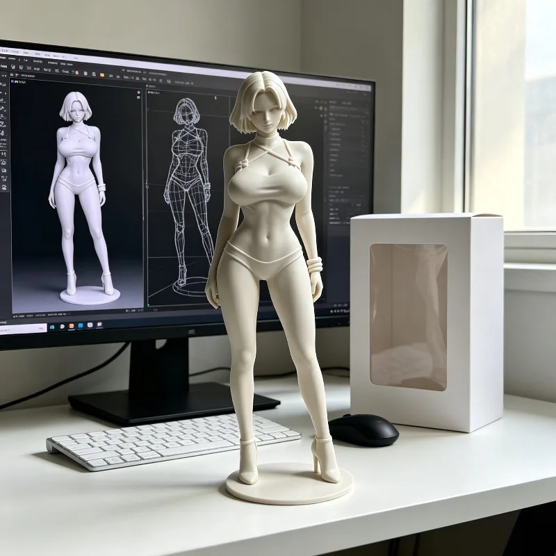 3D Print Short Hair Lace Goddess Figurine Pure Desire 3D Stereo Sculpture Home Desk Decoration Ornament Art Craft Decor