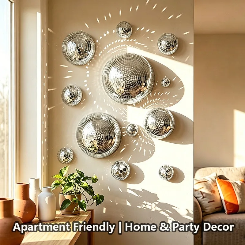 Mirrored Glass Half Sphere Disco Ball Wall Hanging Modern Home Decor Wedding Stage Mirror Wall Decoration Reflective Ornament