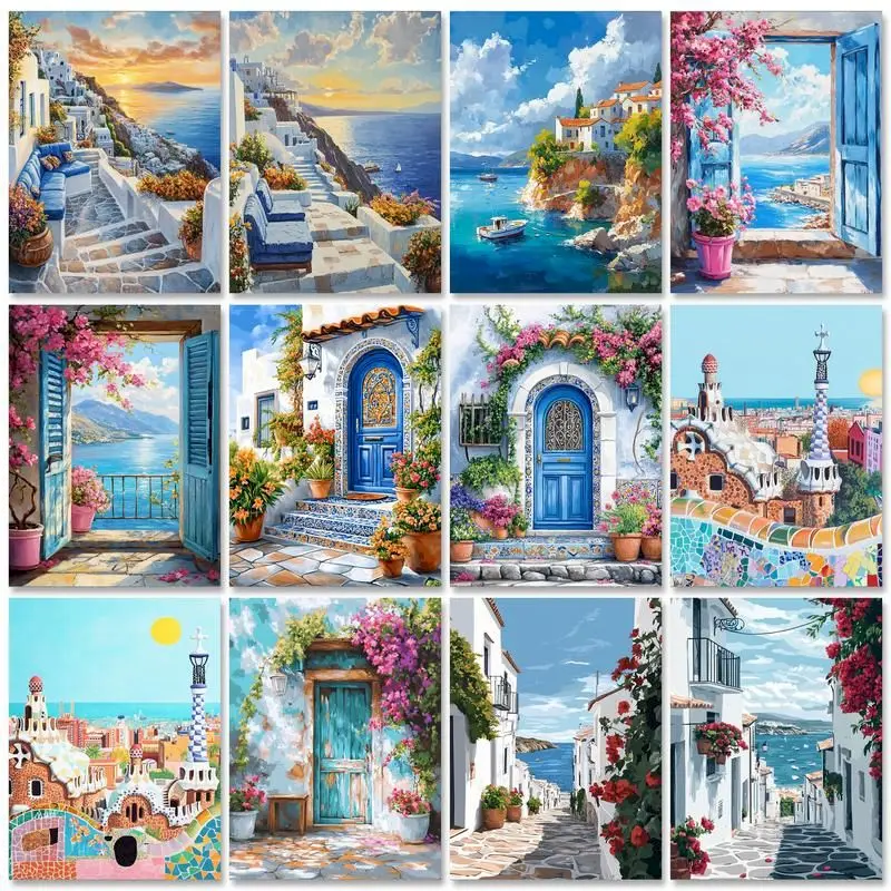 GATYZTORY Acrylic Paint By Numbers For Adults City Landscape HandPainted Painting By Numbers Unique Gift Home Decor