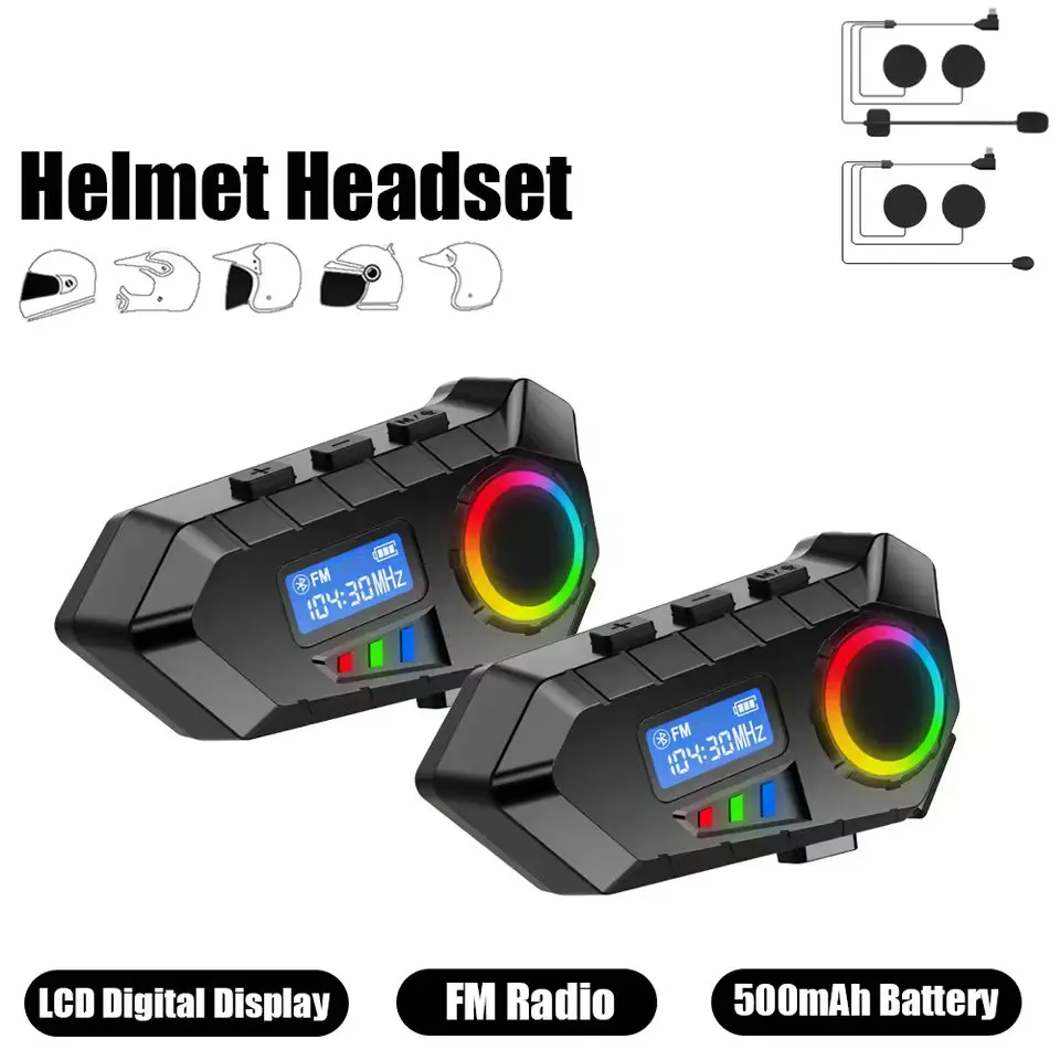 （2PCS）Y30 Helmets Headset Bluetooth Earphone Waterproof Mic Music Player Wireless Moto Headphone Motorcycle Accessories