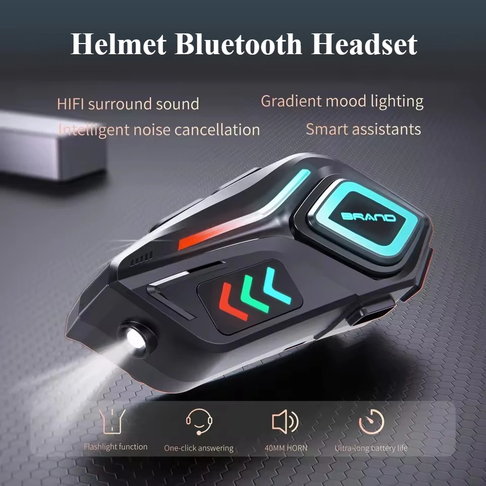 K07 Helmet Bluetooth Headset Wireless Motorcycle Intercom Headphone with Mic for Bike Scooter Ski Snowmobile Music Waterproof