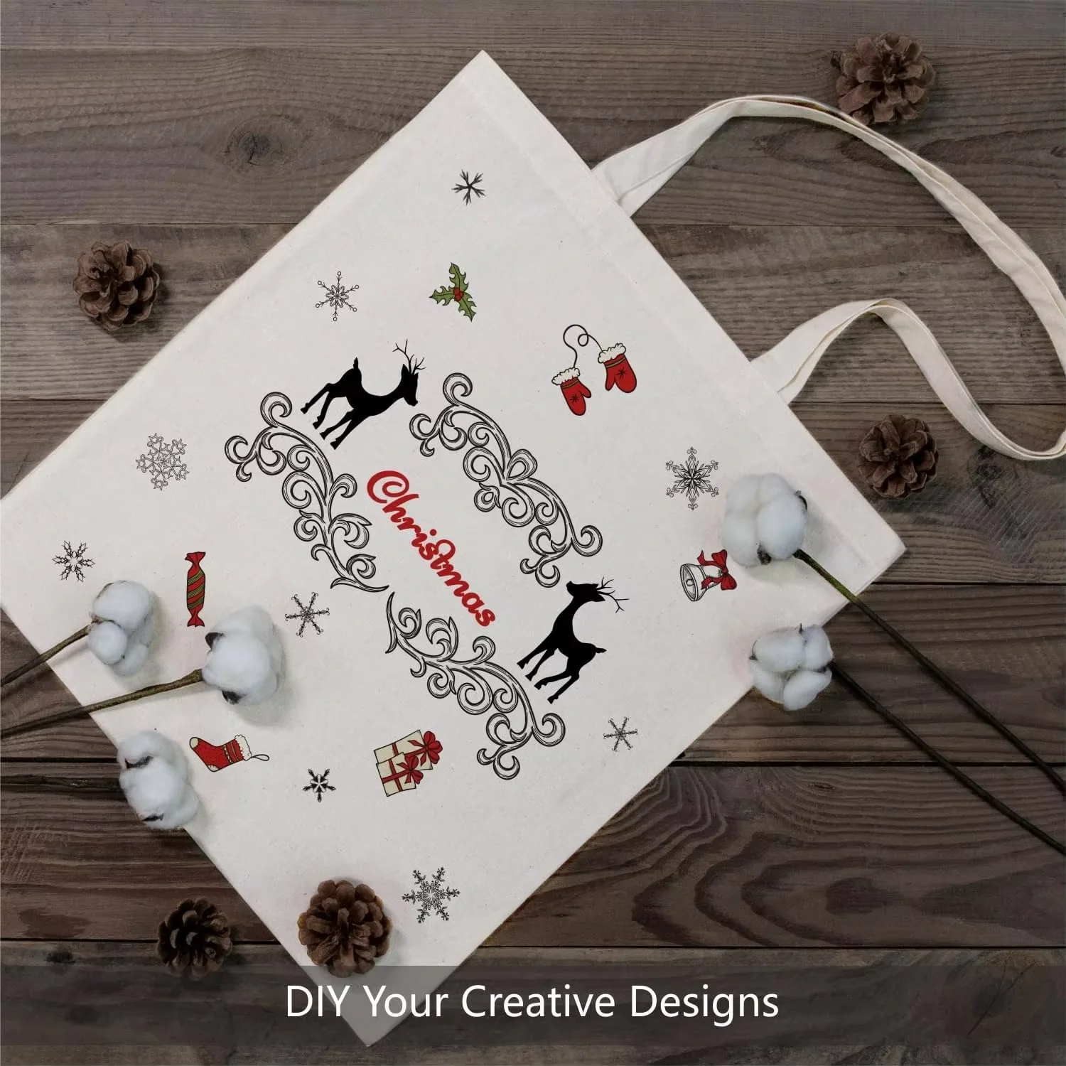 5pcs Custom Logo Canvas Tote Bag Eco-Friendly Shoulder Bag for Women & Men | Lightweight Durable Reusable Shopping Bag