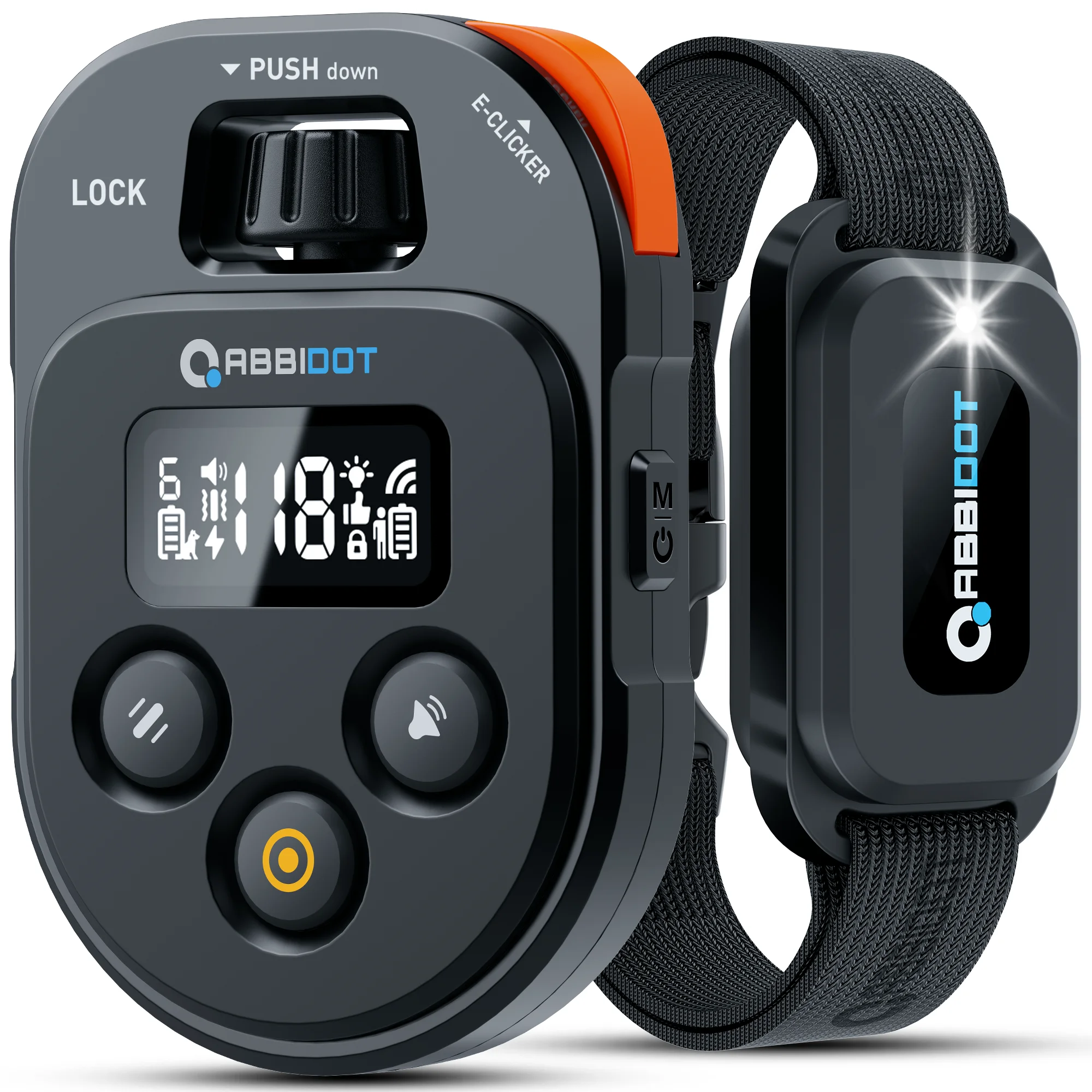 ABBIDOT T60 Dog Training Collar 2 in 1 Strap With E-clicker Electric Shock 4500ft 1370m Waterproof 118 Levels 6 Dogs Control
