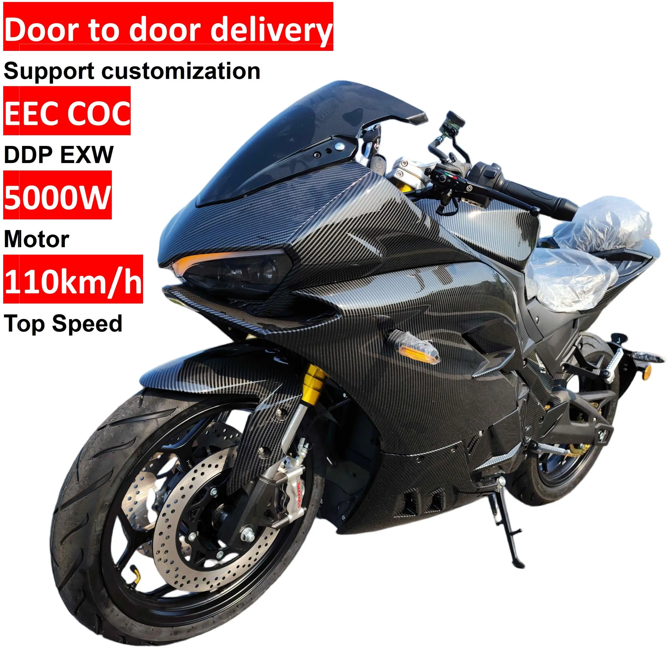 EEC Certified Custom Electric Motorcycle Sportbikes Factory Direct 3000W to 10000W Motor Options Support