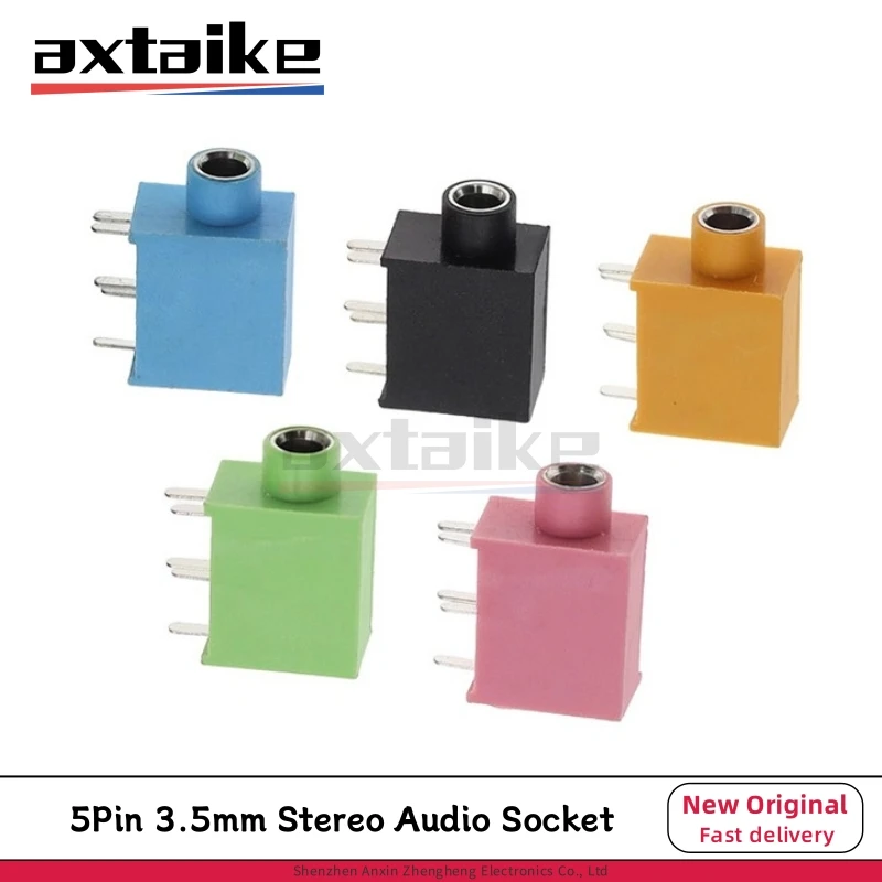 10PCS 3.5mm 5Pin PJ325 Black Yellow Pink Green Blue Stereo Headphone Connector Adapter Power Plug Audio Female Jack Socket PJ215