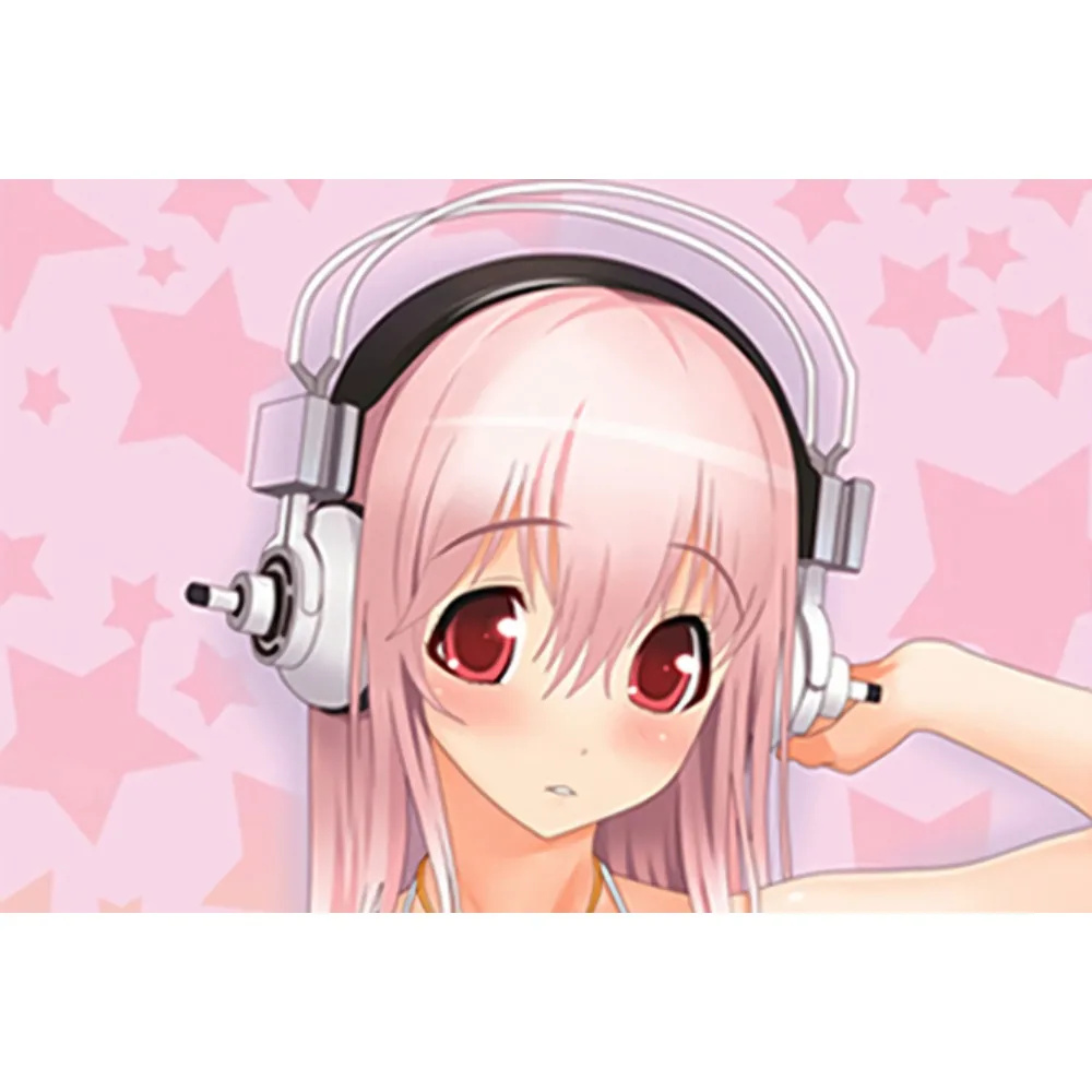 Super Sonico Dakimakura Pillowcase Long Pastel Pink Hair Headphone Girl Character Double Sided Print Cushion Cover