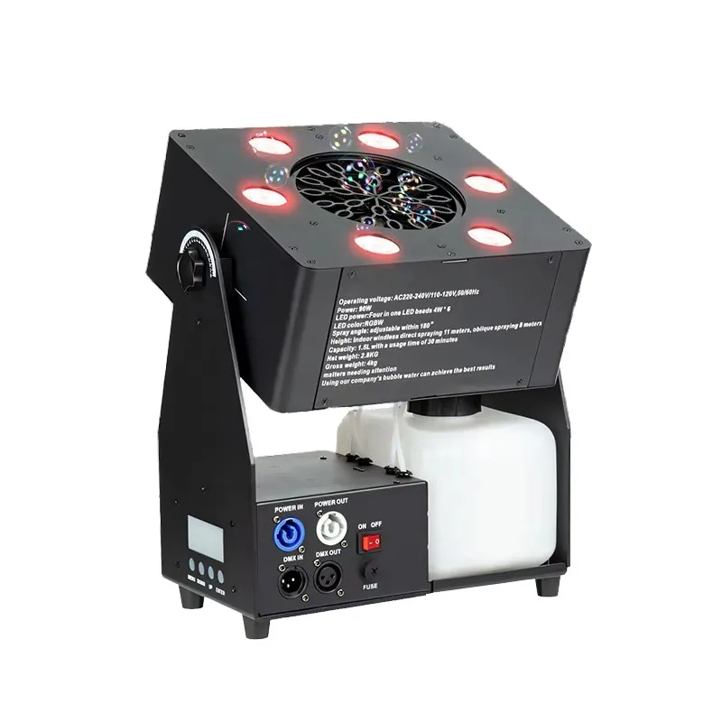 Remote 90W Control Iron Material Automatic Bubble Blowing Machine 6pcs 4W  LED Stage Electric Smoke Machine