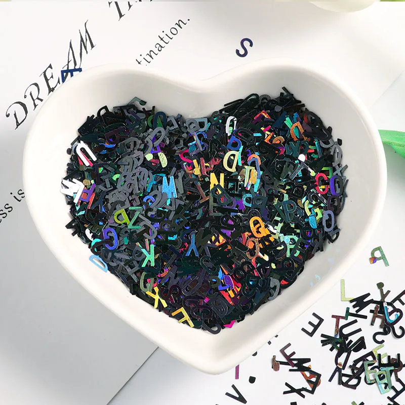 DIY 10g Ultrathin 4mm letter shape Sequins Nail Glitter Paillettes Laser Eo-Friendly PET Sequin Nails art Manicure Material