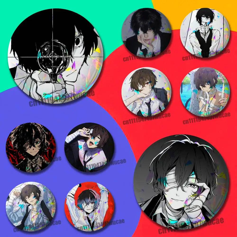 For B-Bungo Stray Dogs Osamu Dazai Badge Case Custom Pin Insignia Emblem Round 25mm Brooch Button Laser Cover