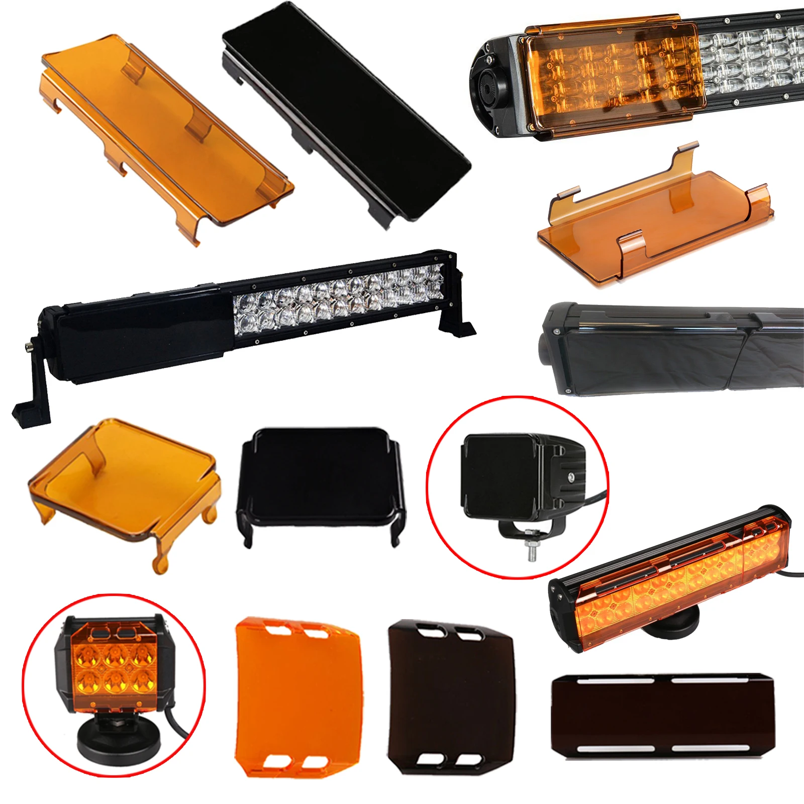3 4  6 8 9 12 20 22 32 42 52inch Lens Protect Cover Dust Proof Snap-on Design Protection Covers for Dual Row Led Work Light Bars