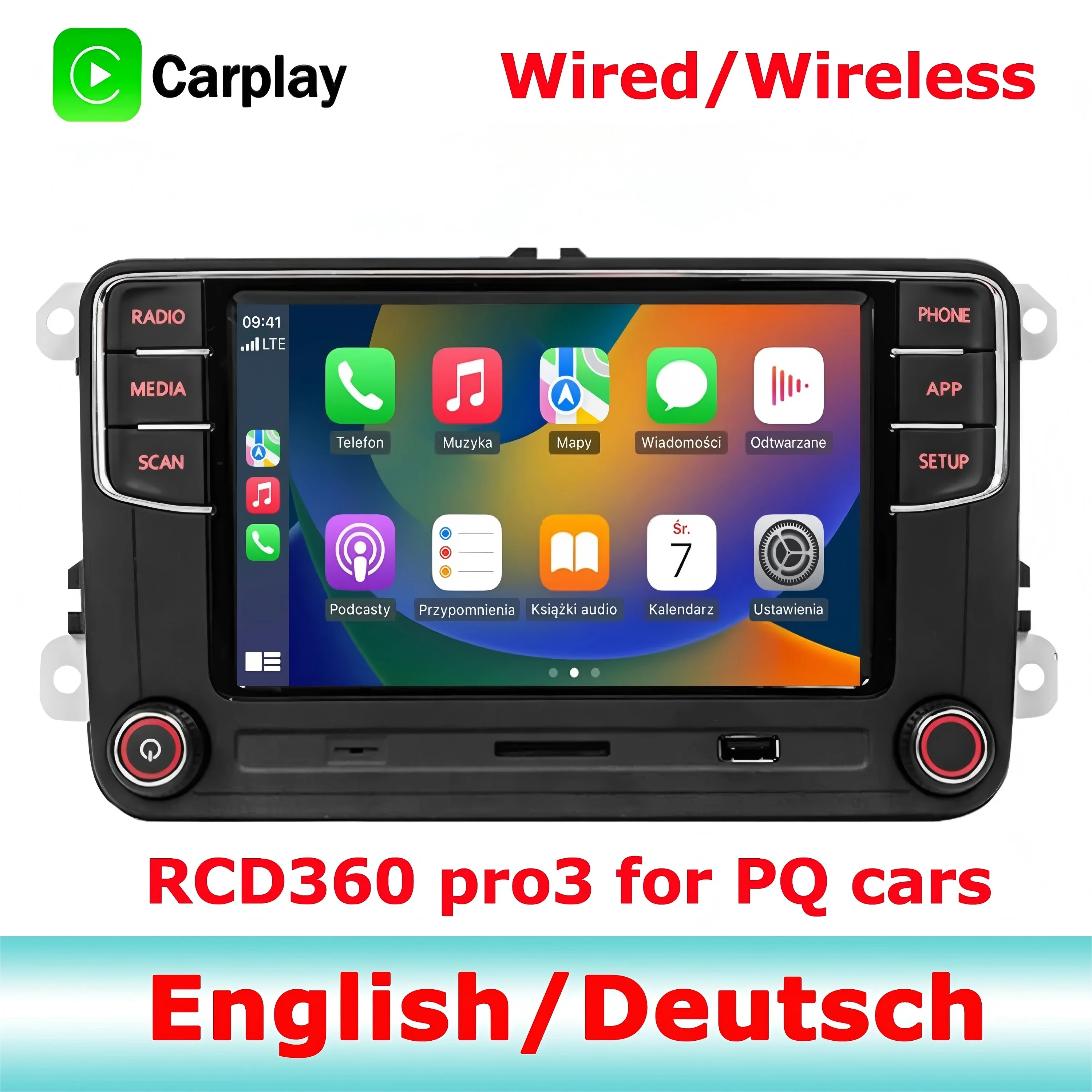 SCUMAXCON Car Stereo RCD360S RCD360 PRO3 PROIII Wireless Carplay  Bluetooth 6.5inch Touchscreen  USB Car Radio