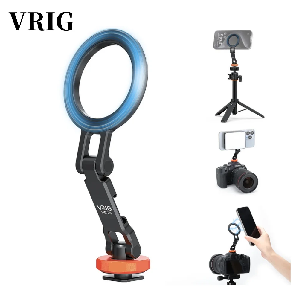 VRIG Magnetic Phone Holder W 1/4 Cold Shoe Mount Phone Stand for MagSafe iPhone 16 15 14 Samsung DSLR Camera Mic Light Monitor