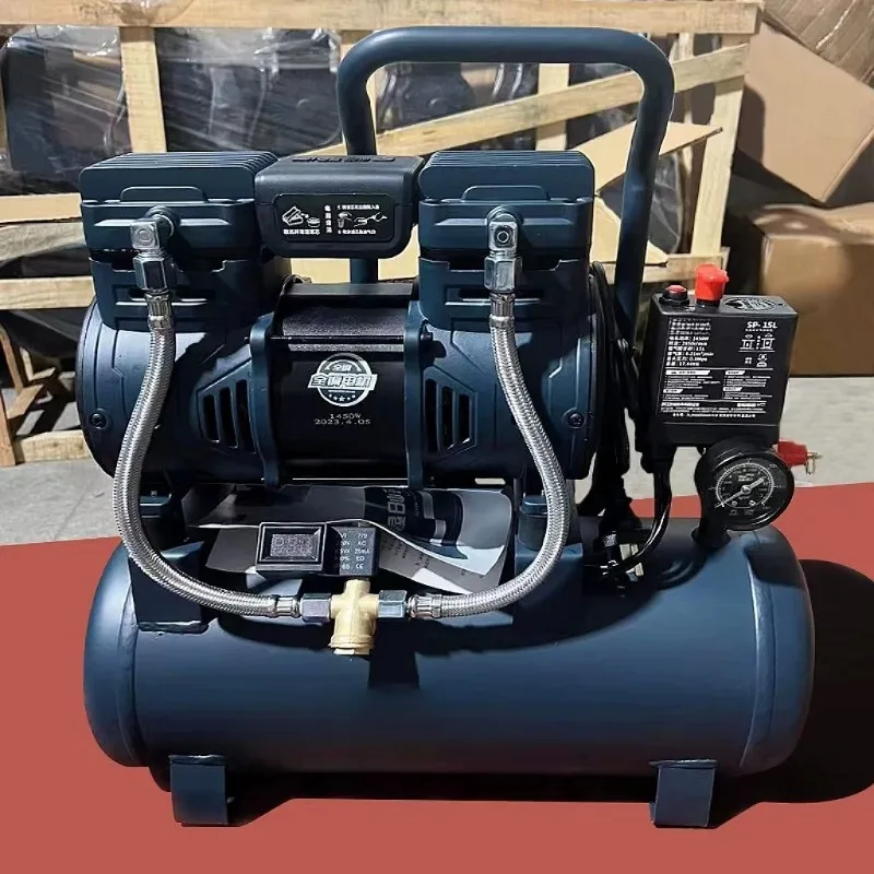 15L Pure Copper Motor 1450W Woodworking Silent Portable Small Air Pump Nail Gun Mini Air Compressor