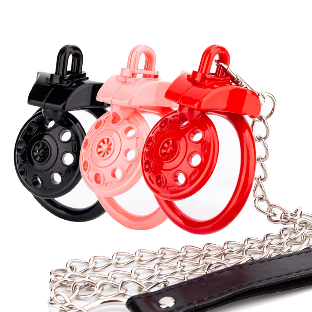 Small Lightweight Flat Cock Cage Male Chastity Cage With Traction Chain Chastity Belt Sissy Slave Training BDSM Sex Toys For Men