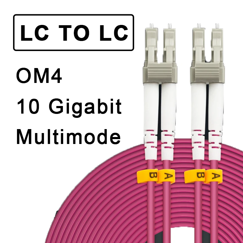 LC to LC Port OM4 10 Gigabit Multimode Duplex LC Patchcord 1.5M Jumper LC Connector Jumper for Ethernet Optical SFP Module