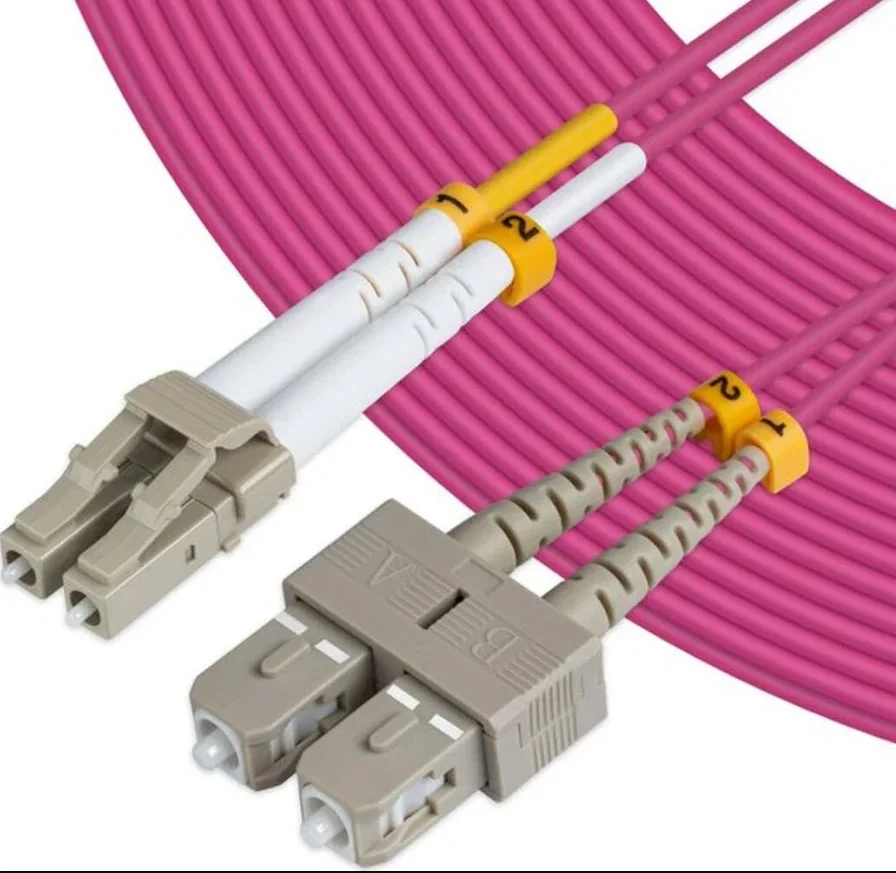 Duplex OM4 Multimode LC UPC to SC UPC Optical Patch Cord LSZH For 40G Ethernet