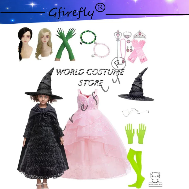Movie The--Wicked Glinda Elphaba Cosplay Costume Glinda Pink Princess Dress set Costume For Girl Party Cosplay Movie Party Witch
