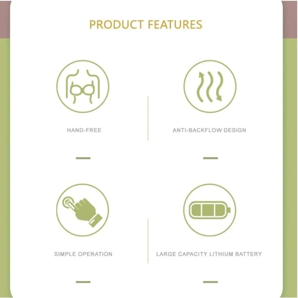 180ML Capacity Electric Breast Pump Intelligent Integrated Massage Painless Hands Free Breast Pump High Suction