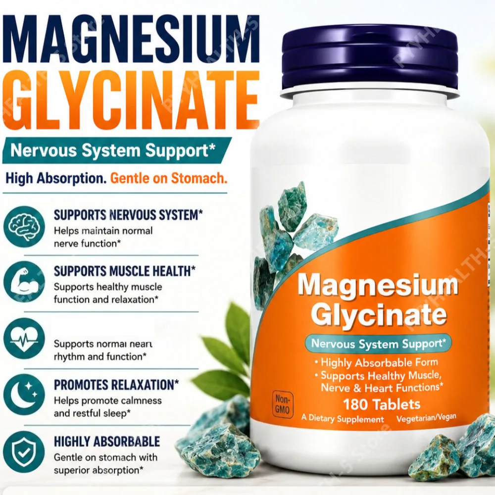 Magnesium Bisglycinate Tablets for Muscle Relaxation Restful Sleep Heart Health 200mg Elemental Magnesium Reduce Muscle Cramps