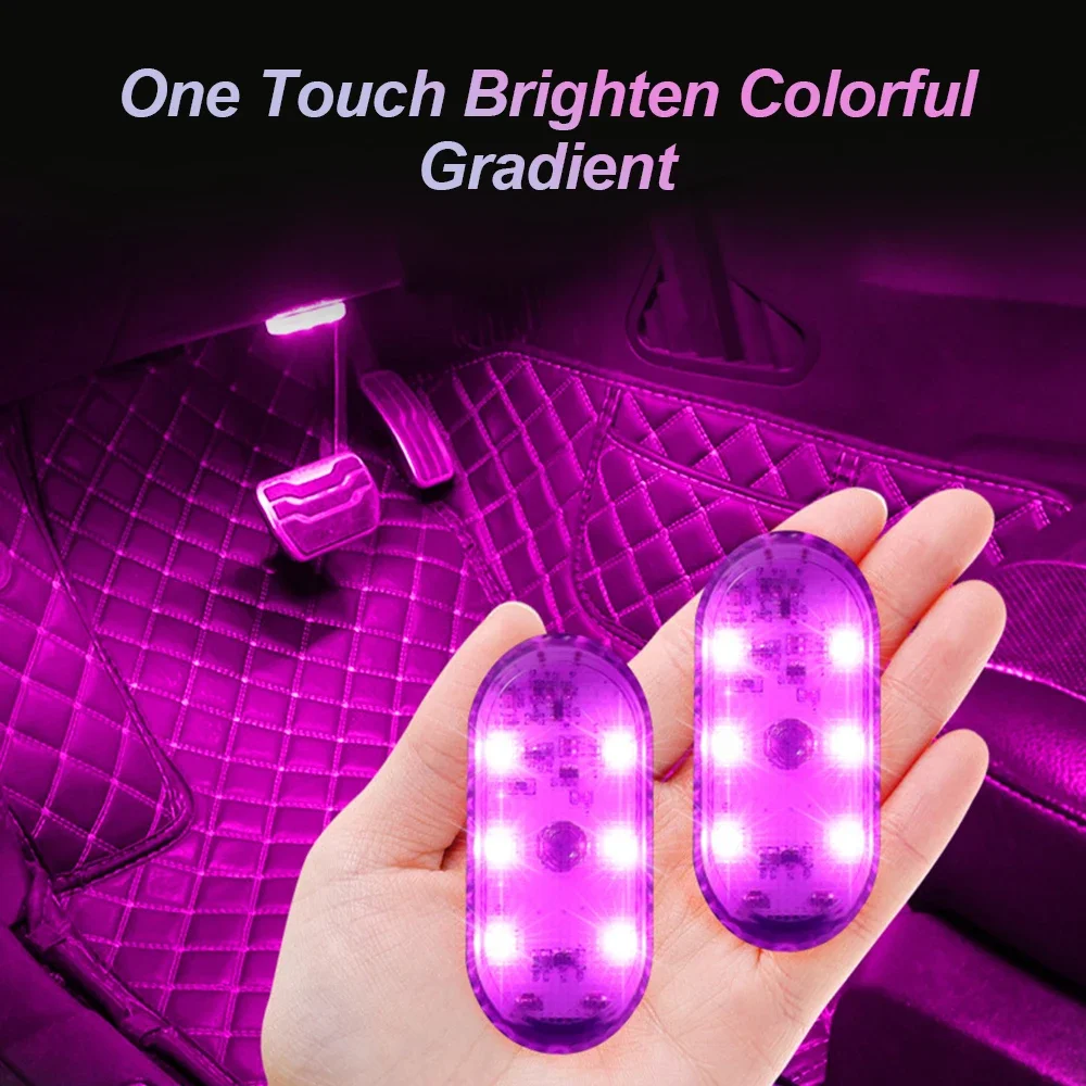 1 pc Multi Color Car Light Wireless LED Touch Light Roof Light Sensor Read Lamp Mini USB Charging Light Car Interior Accsesories