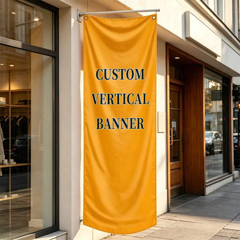 1pc 2D FLAT Custom Vertical Banners, Top with 2 Holes, Ideal for Indoor Wall and Outdoor Hanging for Wedding, Birthday Party