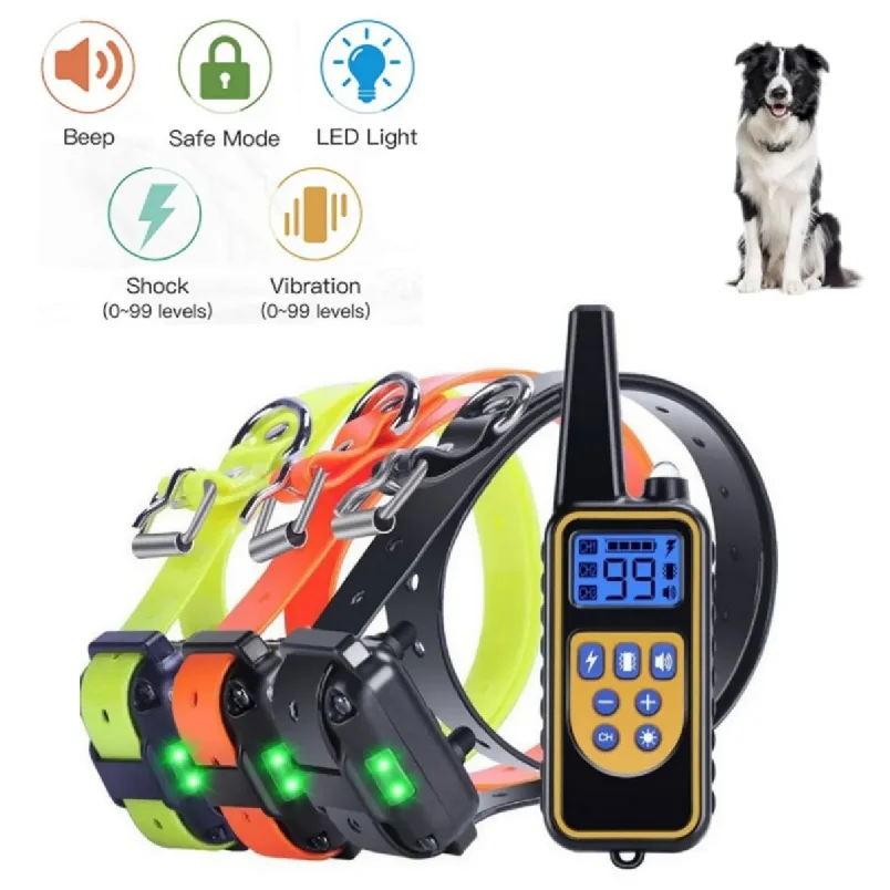 Electric Dog Training Collar Waterproof Dog Bark Collar Pet With Remote Control Rechargeable Anti Barking Device Equipment