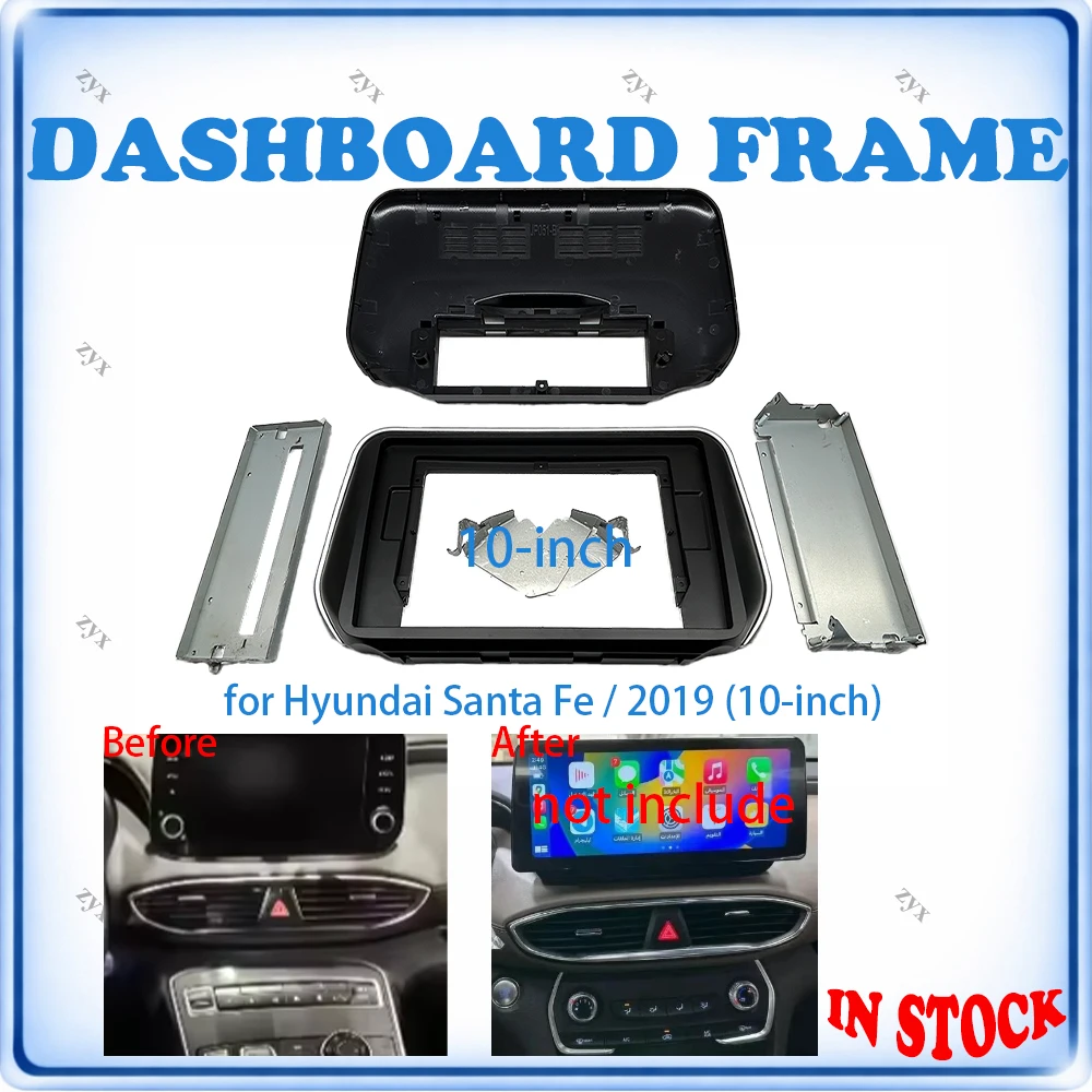 Car Radio Fascia Frame For Hyundai Santa Fe 2019 10 inch With Canbus Decoder & Wiring Harness Car Accessories Plug & Play