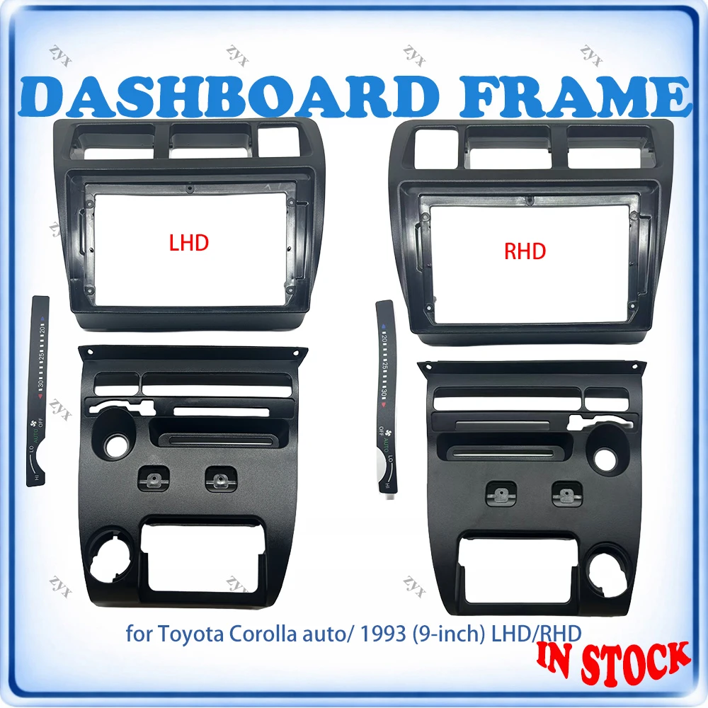 Car Radio Fascia Frame For Toyota Corolla E100 1993 9 inch Auto LHD/RHD Stereo Panel Wiring Harness