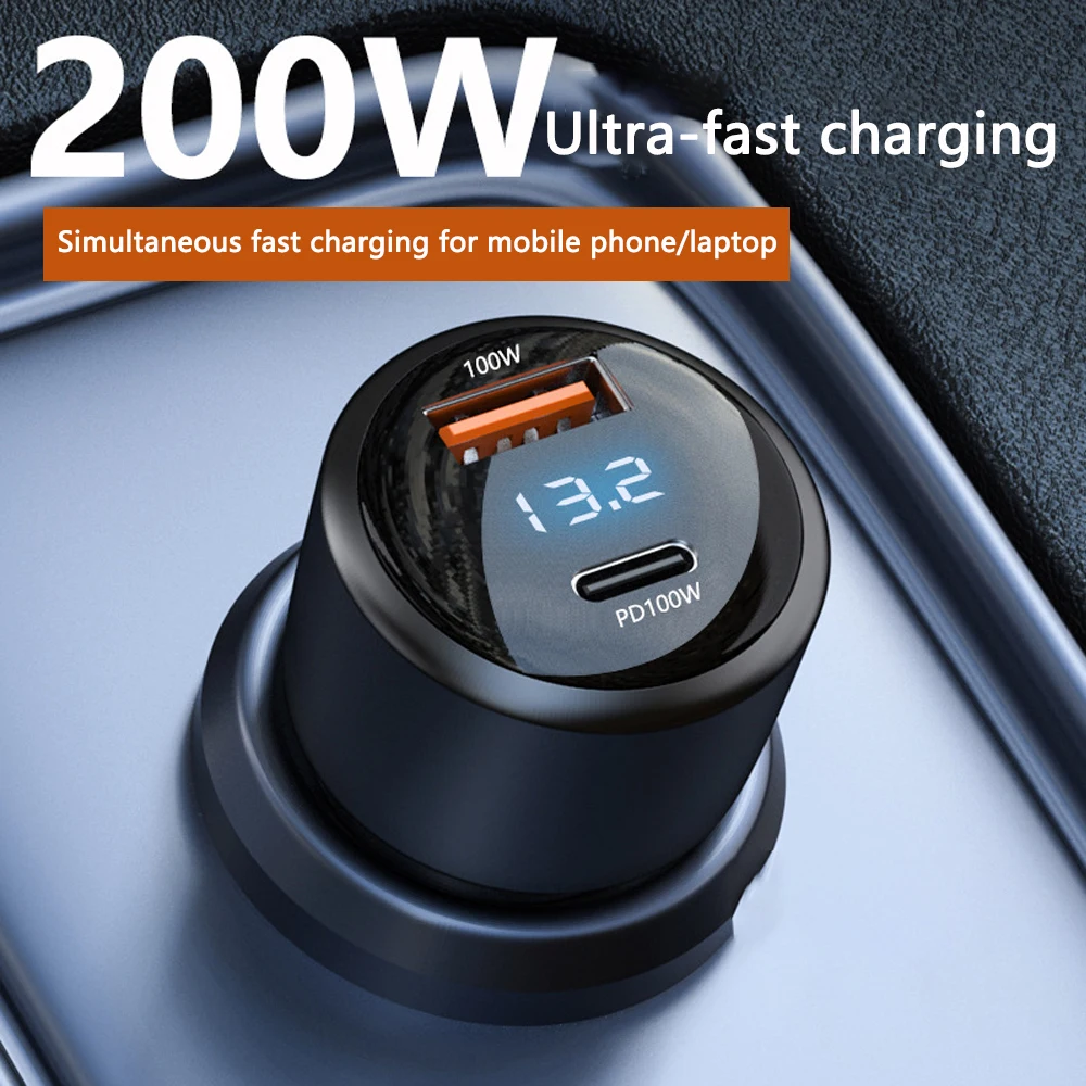 New PD Car USB Charger Dual Port 65W Fast Charging 45W Multifunctional Cigarette Lighter 100W Laptop Car Charger for Samsung
